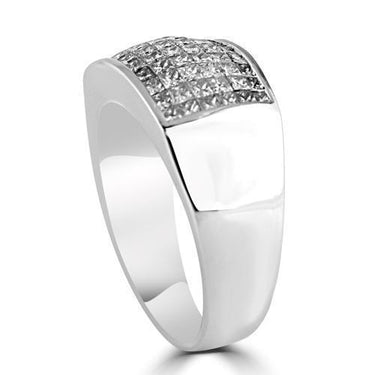 14K White Solid Gold Mens Diamond Princess Cut Ring 2.50 Ctw